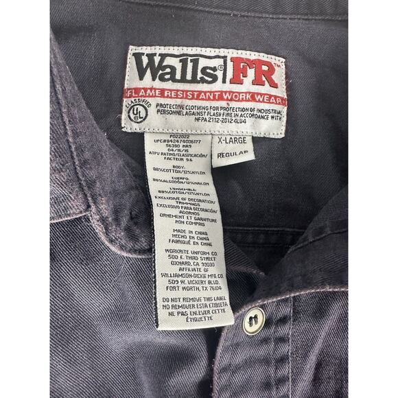 Walls FR Flame Resistant Mens Long Sleeve Button Shirt HRC 2 ATPV 8.3 XL Denim - Picture 3 of 3